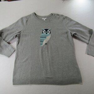 Charter Club Woman Owl Novelty Gray Sweater Size 2X